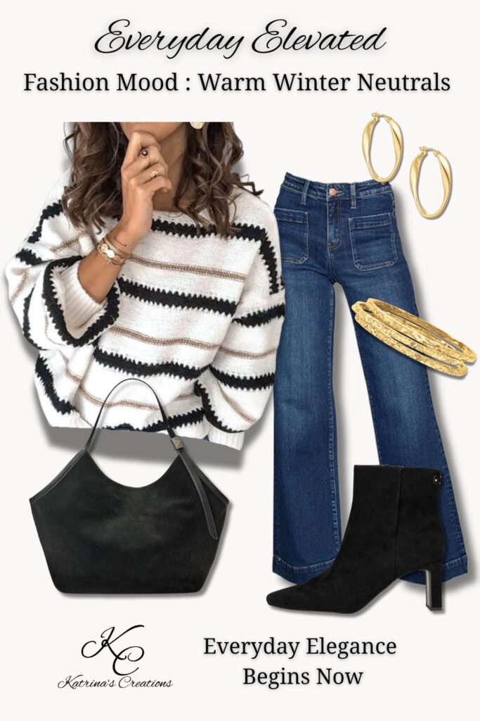 Warm winter neutrals outfit for style inspiration catalog