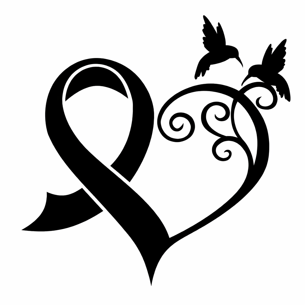 Heart ribbon with hummingbirds logo for The Hart Collection featuring meaningful heart jewelry. 